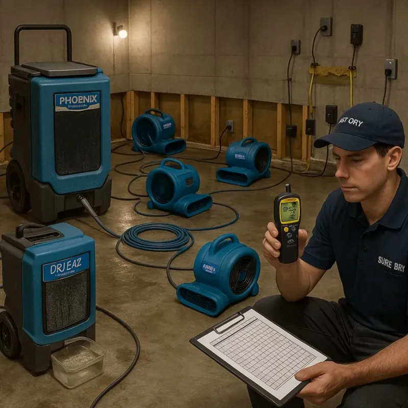 Structural Drying and Dehumidification process in Prairie Grove, AR
